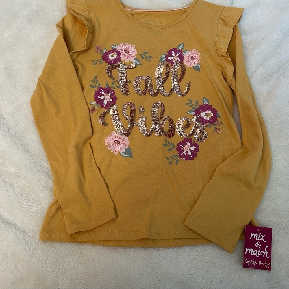 NWT GIRLS Size 10/12 Cynthia Rowley “Fall Vibes” Sequin Shirt E3